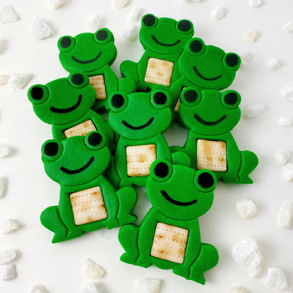 passover candy frog matzah marzipan flatlay