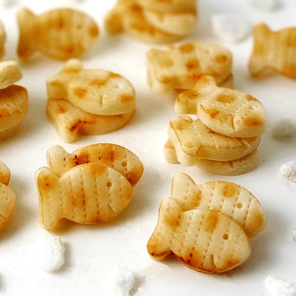 goldfish matzah passover candy piles closeup