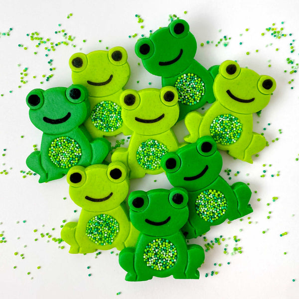 marzipan sprinkle passover frogs candy layout