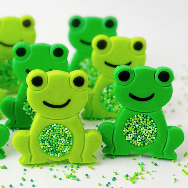 marzipan sprinkle passover frogs candy closeup