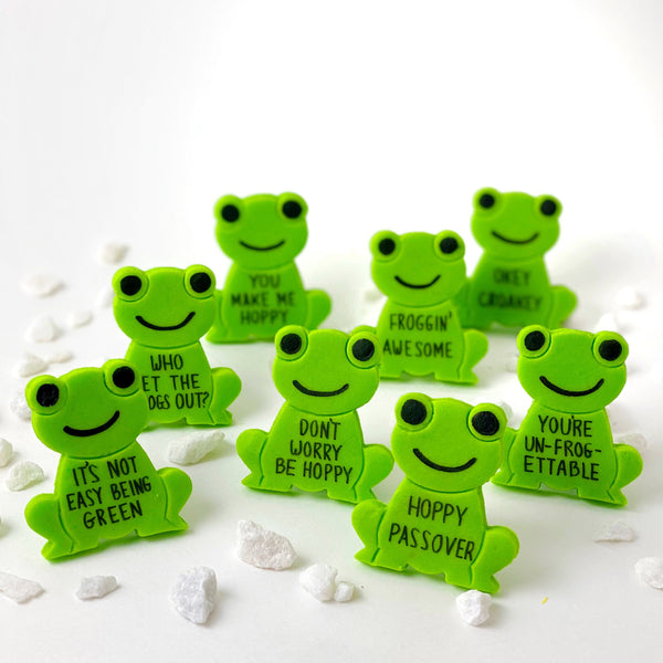 passover frog pun marzipan candy standing