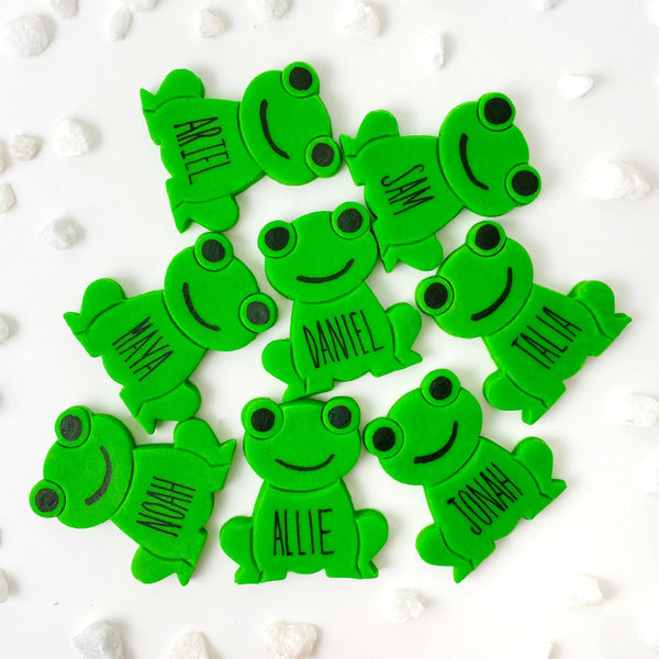 passover personalized frog marzipan candy fanned out