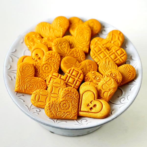 marzipan luxe gold hearts valentine's day on a plate