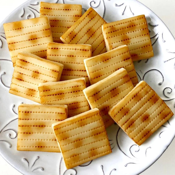 Passover Seder square matzah marzipan candy tiles