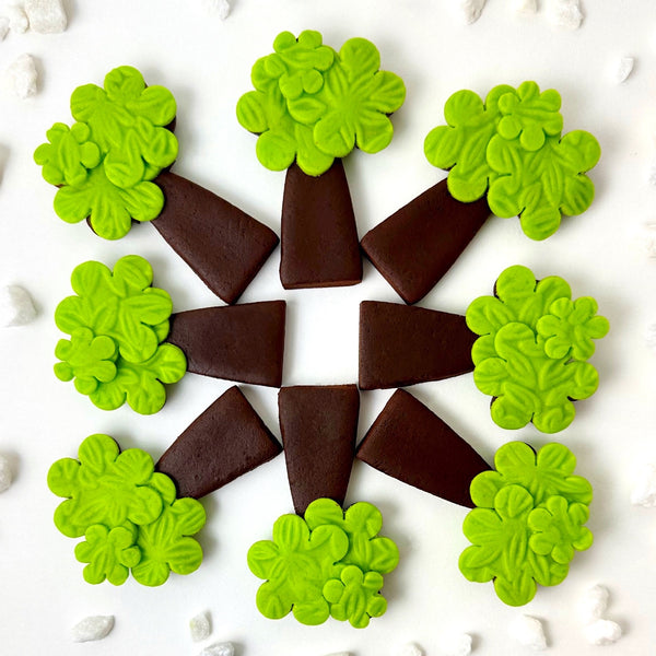marzipan botanical trees in a cross