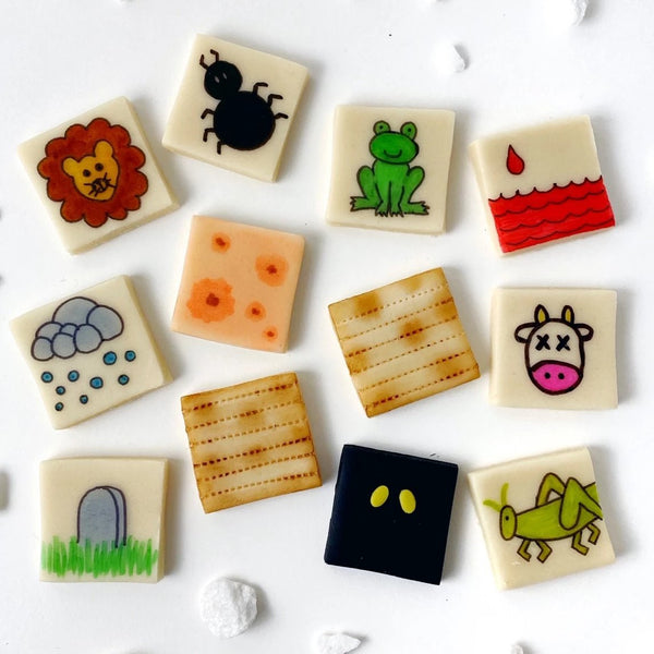 passover seder ten plagues and matzah marzipan tiles