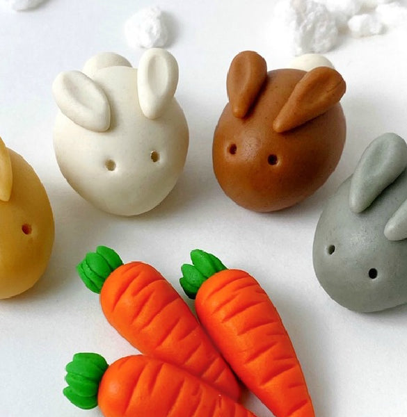 natural easter bunnies marzipan candy sculpture treat close up