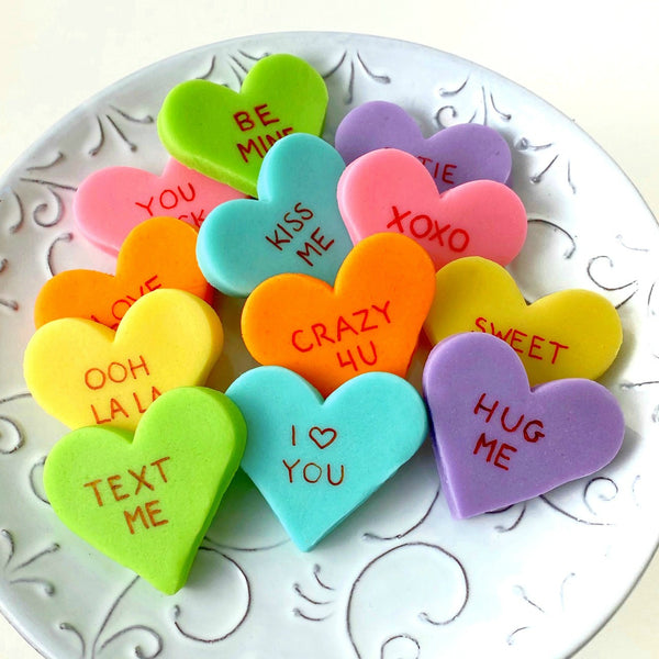 Valentine's Day Classic Conversation Marzipan Hearts Candy Gift Box