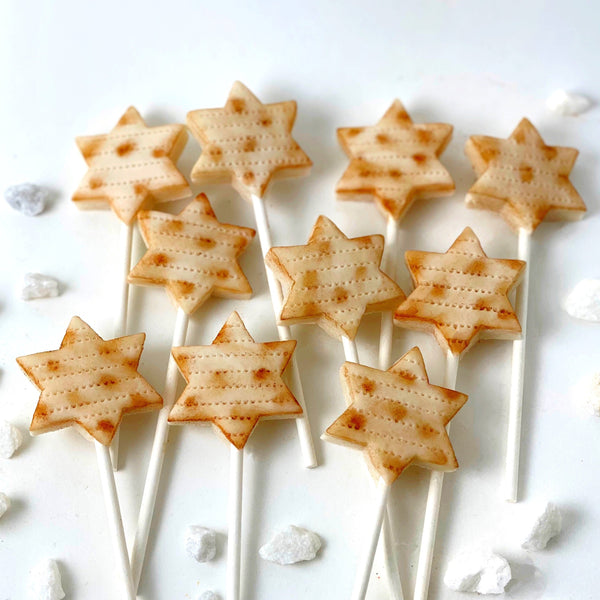 passover matzah candy star pops flatlay