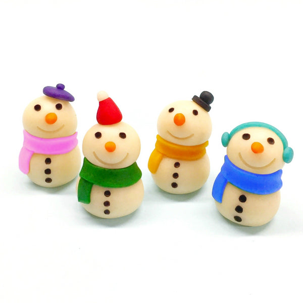 winter and Christmas snowmen marzipan candy sculpture treats