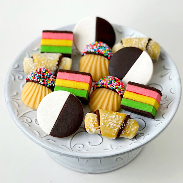 marzipan jewish cookie box on a plate