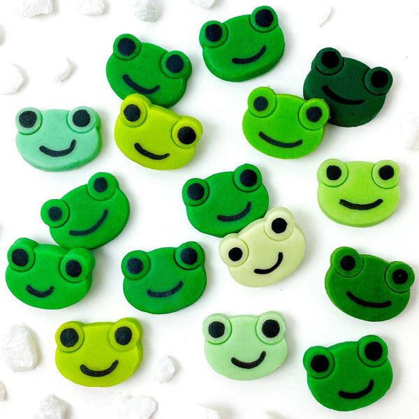 Passover ombré green frogs mini marzipan candy bites flat lay