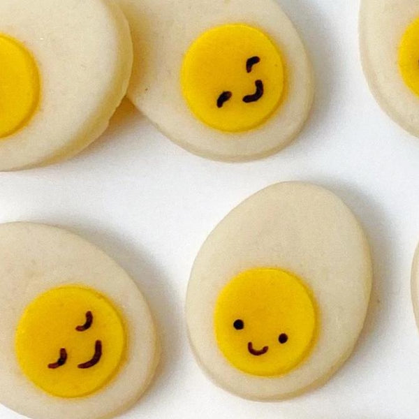 Easter egg mini marzipan candy bites closeup