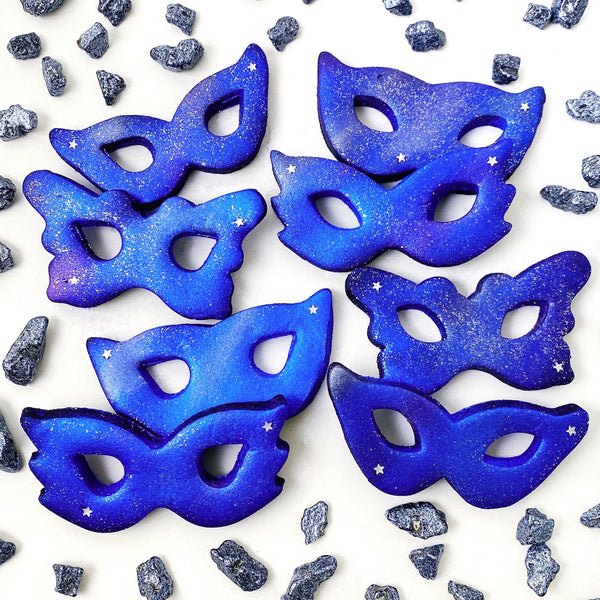 Purim galaxy masks marzipan candy treats