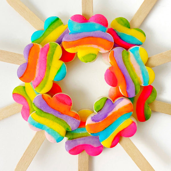 fantasy flower marzipan popsicles in  a circle