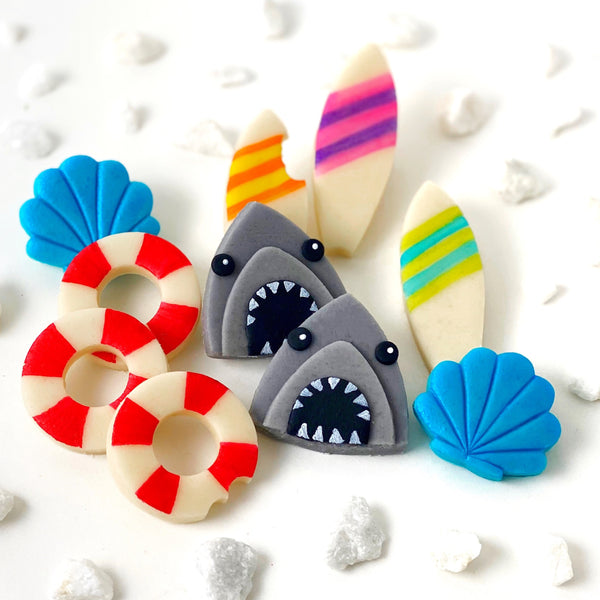beach party favors shark week ideas marzipan candy cookies doubleup
