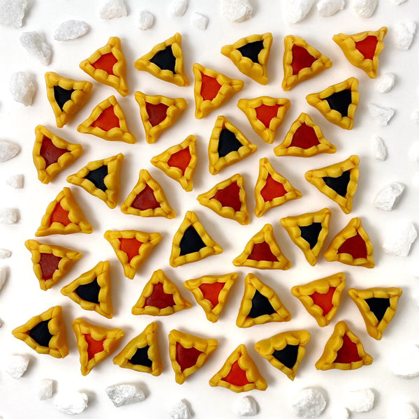 Purim vegan gluten-free hamantaschen mini marzipan candy bites