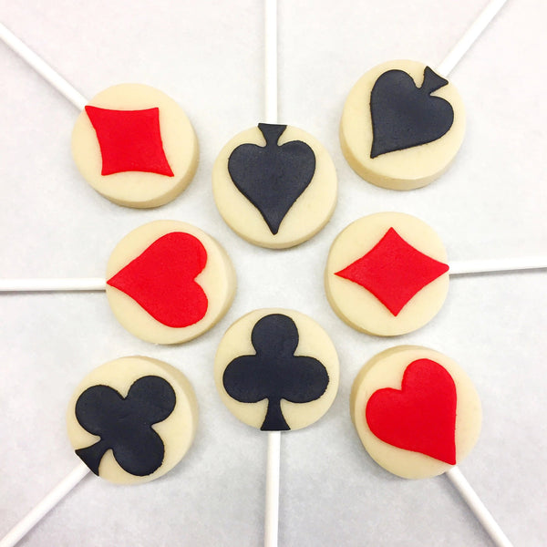 playing poker cards marzipan candy lollipops