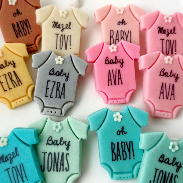 baby shower onesies closeup