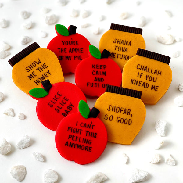 rosh hashanah apples honey marzipan gift conversation tiles pile