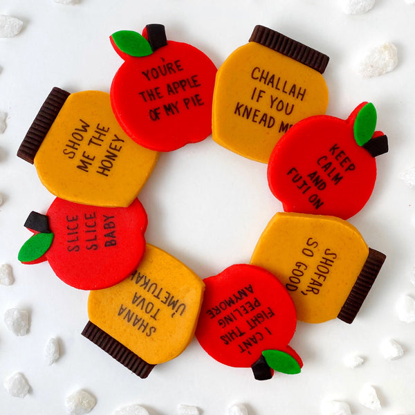 rosh hashanah apples honey marzipan gift conversation tiles in a circle