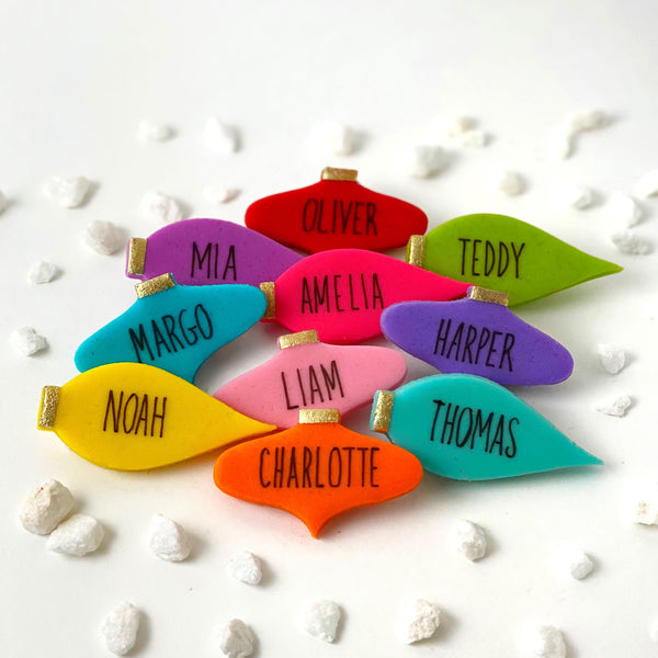 marzipan ornaments christmas personalized rainbow in rows