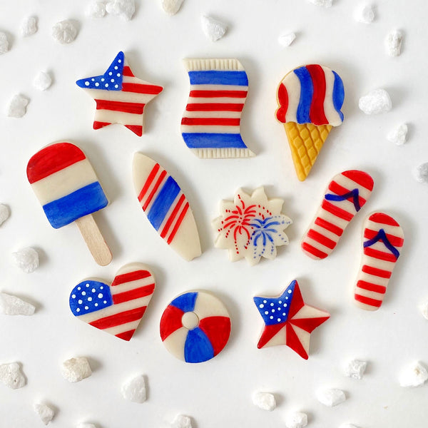 july 4th flag marzipan candy treats flatlay