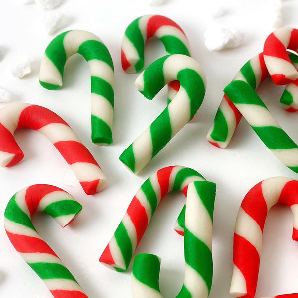 marzipan xmas candy cane green & red closeup