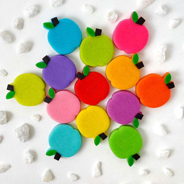 Rainbow apple tiles rosh hashanah flatlay