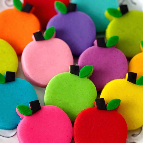 Rainbow apple tiles rosh hashanah closeup