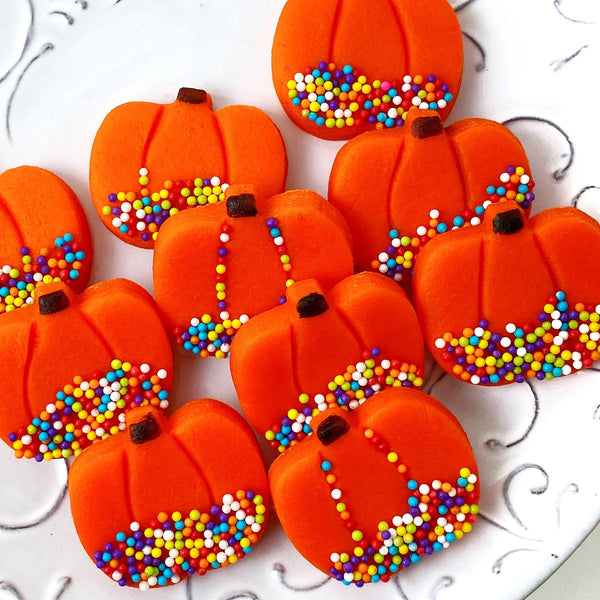 fall and thanksgiving sprinkle pumpkins close up