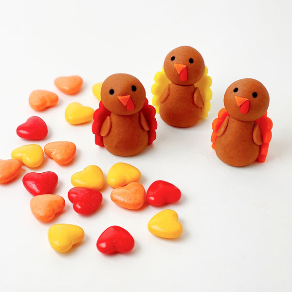 marzipan candy chocolate thanksgiving cutie turkeys closeup trio