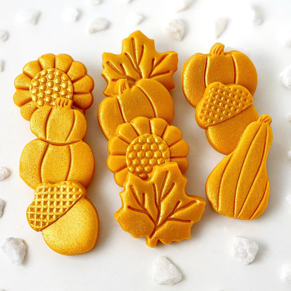 golden thanksgiving marzipan tiles flatlay