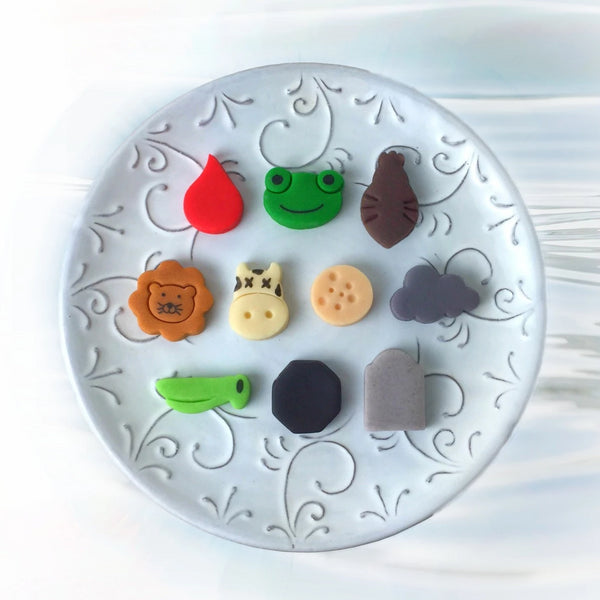 Passover mini ten plagues marzipan candy bites