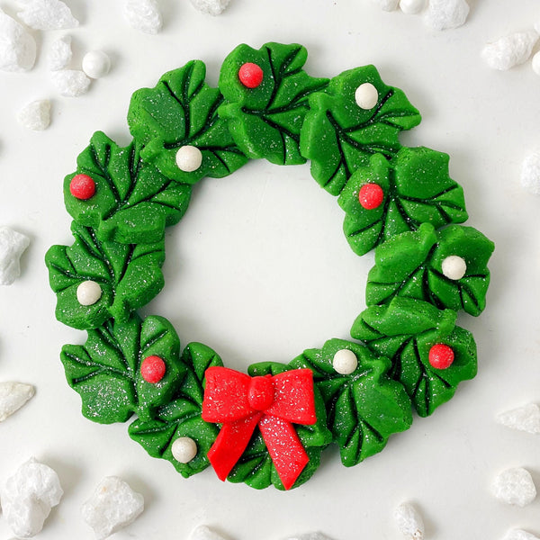 marzipan christmas wreath flatlay