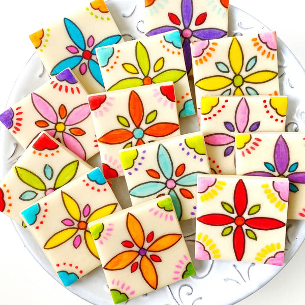 talavera flower motif tiles mothers day gift on a plate