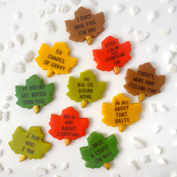 thanksgiving conversation marzipan leaves flatlay