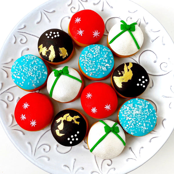 Christmas xmas modern mini donuts on a plate