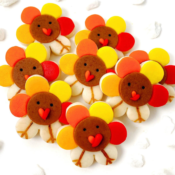 Thanksgiving turkey flowers marzipan candy tiles collection