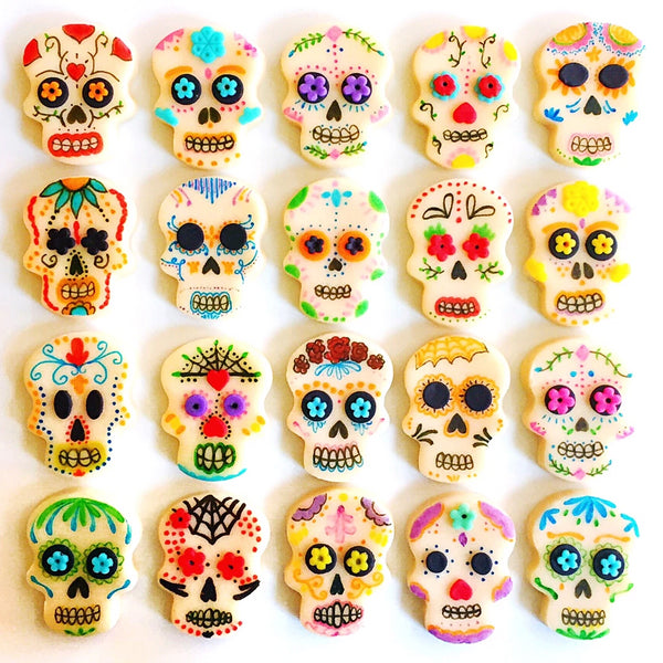 Halloween Day of the Dead  modern sugar skull marzipan candy tiles