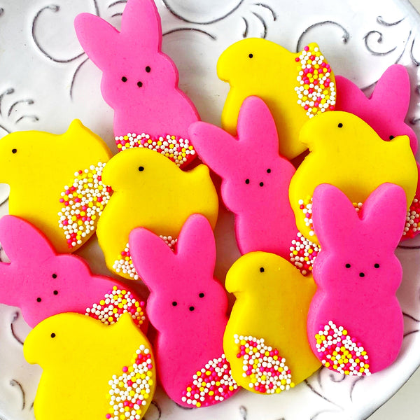 sprinkle marzipan chicks & bunnies closeup