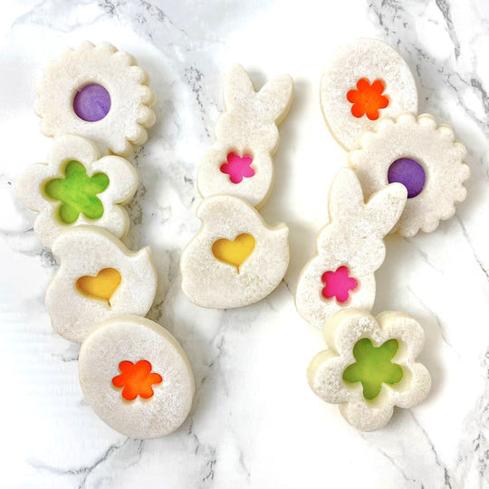easter linzer marzipan cookies grid