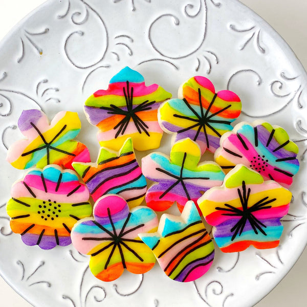fantasy rainbow flower tiles mother's day candy on a plate