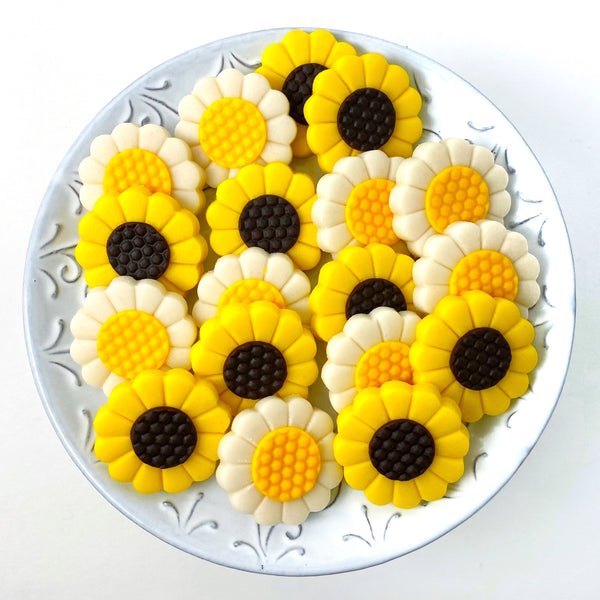 daisies sunflowers mothers day candy tiles on a plate