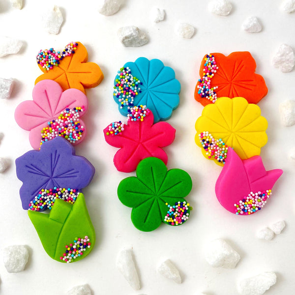 rainbow sprinkle flower marzipan candy tiles layout