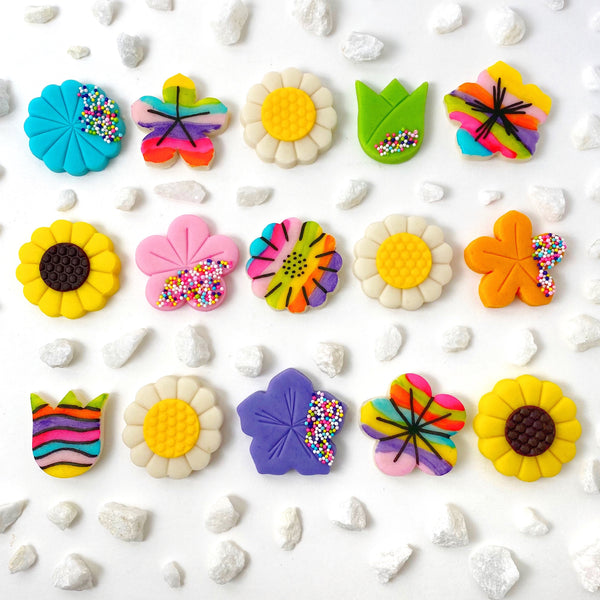 flower sampler mothers day marzipan candy tiles layout