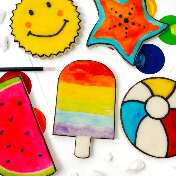 summer paint your own assorted marzipan candy closeup