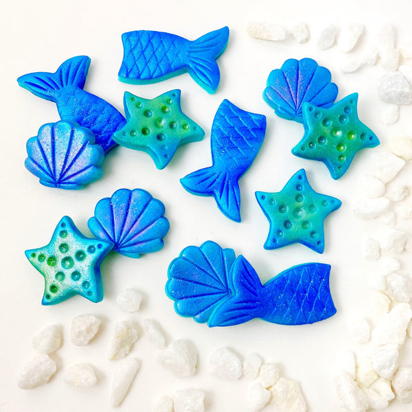 under the sea mermaid marzipan candy tiles layout