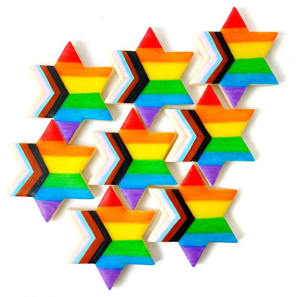 rainbow progress pride stars of David marzipan candy tiles layout