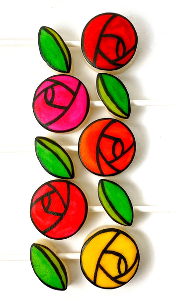 marzipan stained glass rose pops tall outline